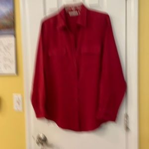 Red silk blouse